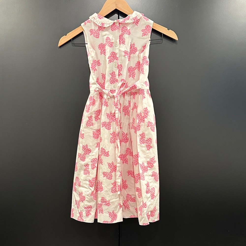Rachel Riley Pink Bow Patterned Collared Dress with Tie - Picture 3 of 3